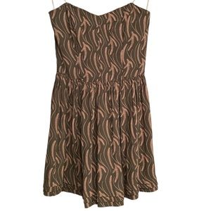 Anthropologie Greylin Strapless Olive Green Mini/Cocktail Dress | Size L